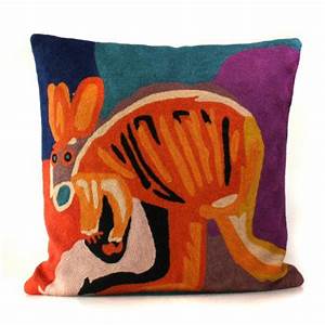 Cushion (filled) - Aboriginal Artist - Karen Barnes - Kangaroo